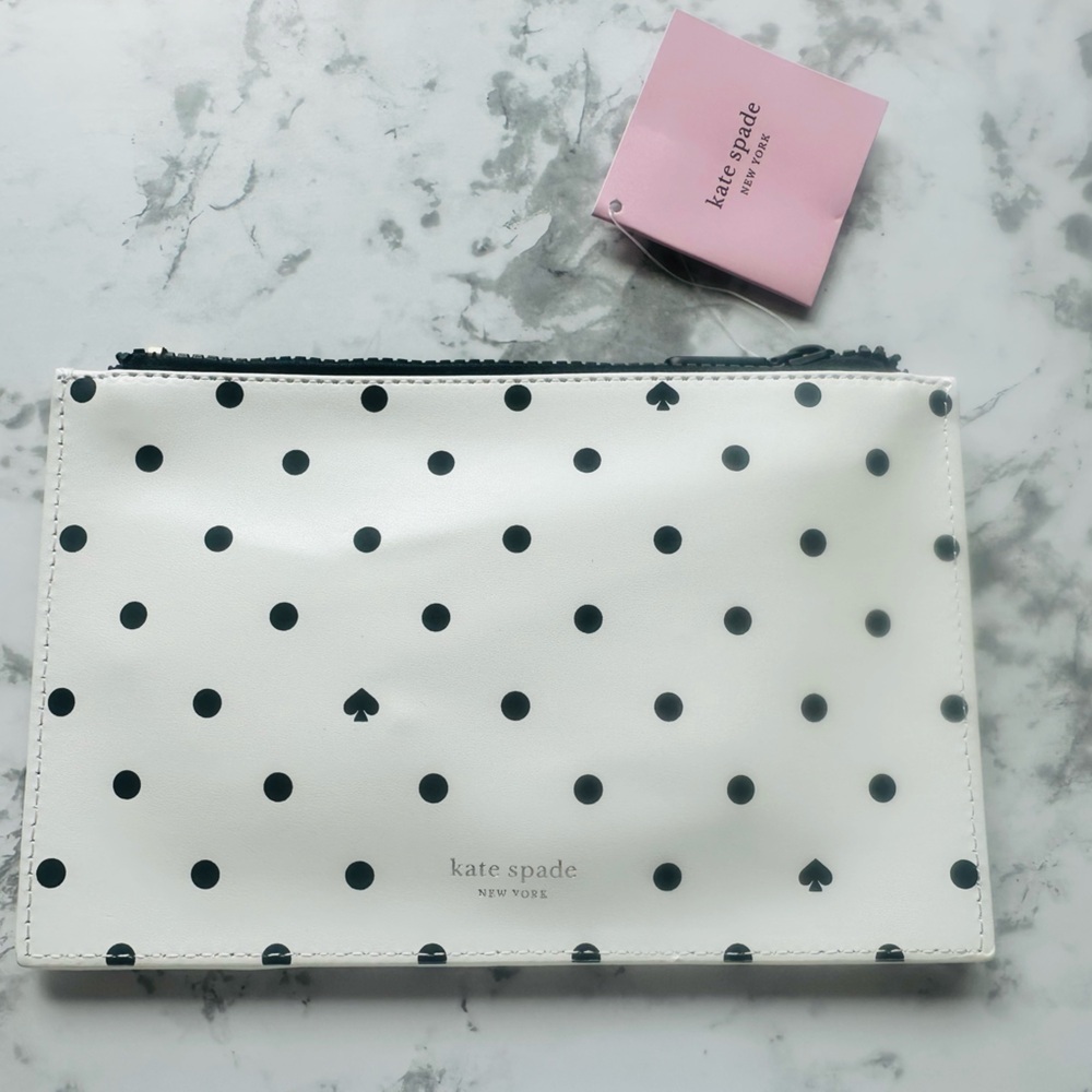 Kate Spade Black and White Polka Dot Pencil Case with Accessories